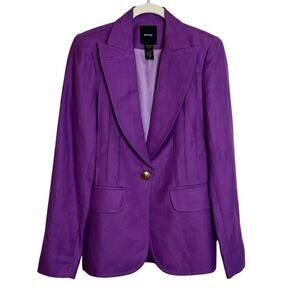 Smythe Womens Pintuck Blazer Size 6 Violet Linen Blend Single Button